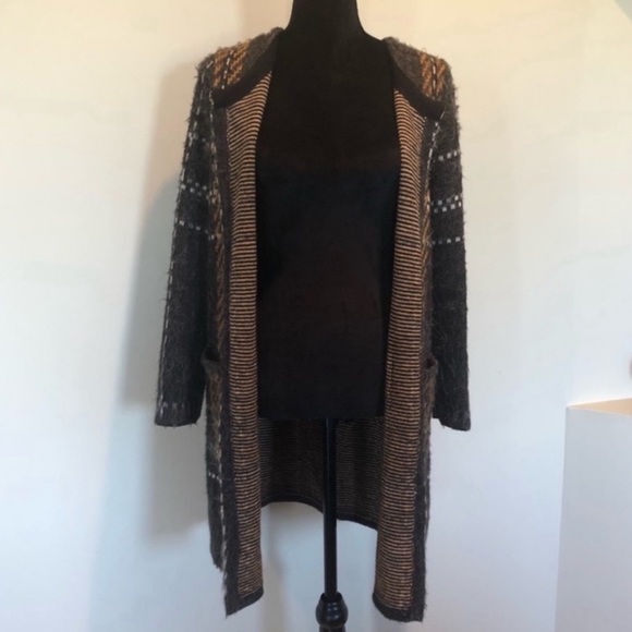 Cleo classic cozy open front long sleeve knit sweater cardigan medium petite - Picture 4 of 12